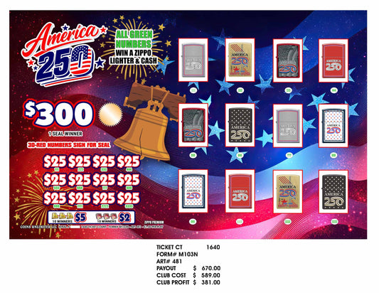 America 250 – Zippo Lighter & Cash